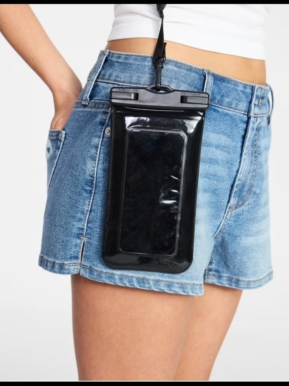 No Boundaries Black Waterproof Phone Pouch with Strap NWT
